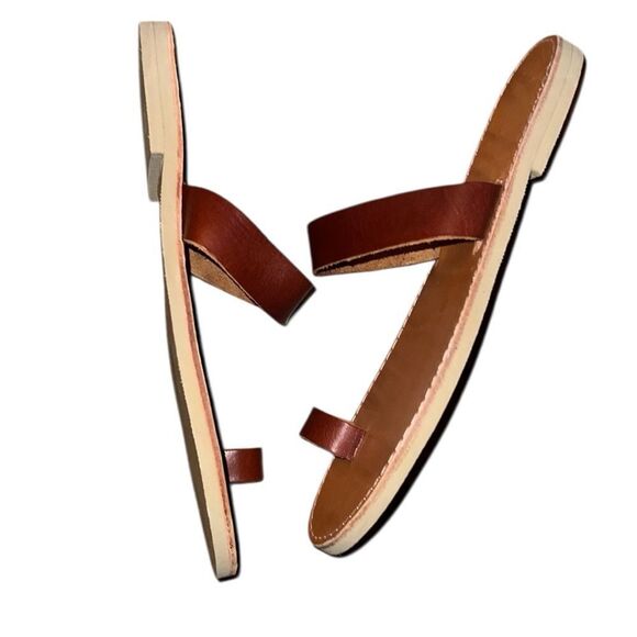 Nikola Brown Leather Sandals Size 42 - Picture 4 of 6